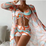 Three-piece Printed Bikini Beach skirt