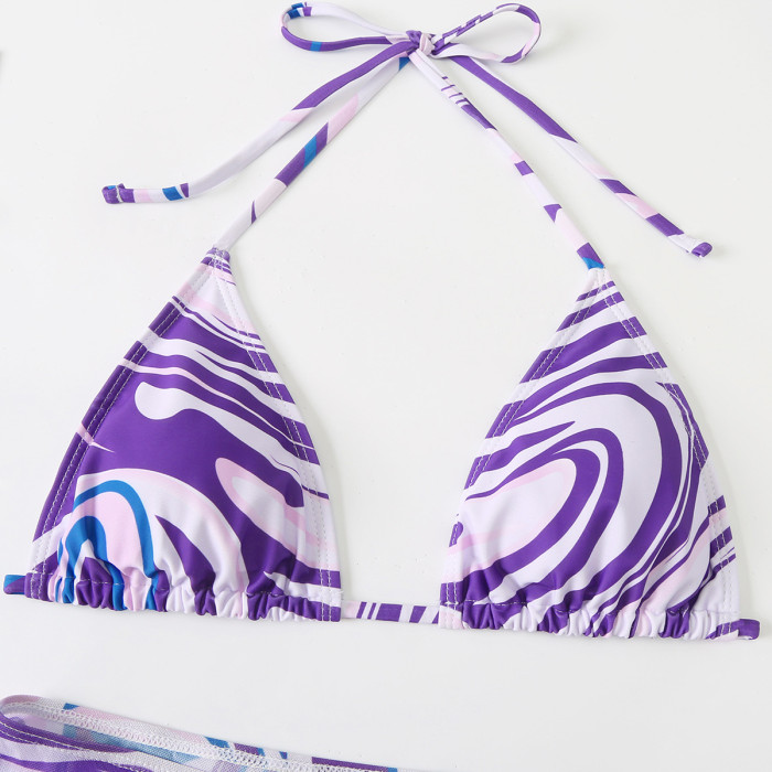 3 Piece Tie Dye Bikini With Cover Up Skirt