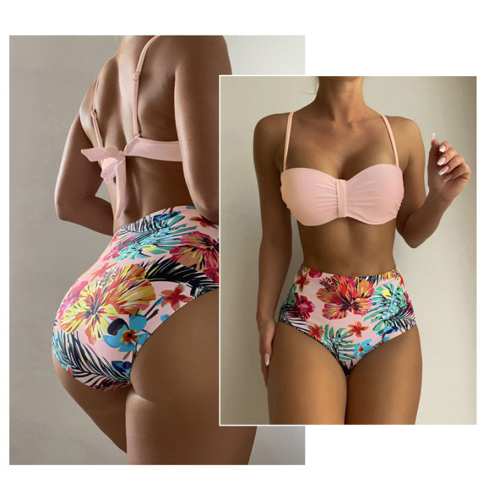 Print 2 Piece High Waist Bikini Bathingsuit