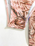 3 Piece Floral Print Bikini Swimsuit With Cover Up