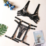 3 Piece Bandage Sexy Lingerie With Garter Belt