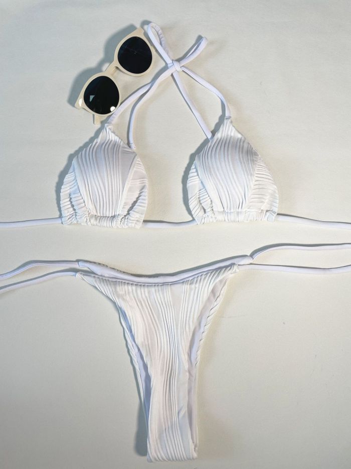 Drawstring Lace-Up Two Pieces Bikini