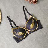 Golden Angel Wing Stud Bead V-neck Bra