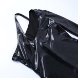 One Shoulder Sexy Leather Mini Dress