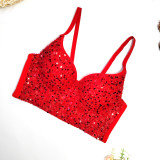 Deep V-neck Sexy Sequin Tight Gathering Party Bra