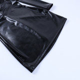 One Shoulder Sexy Leather Mini Dress