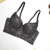 Deep V-neck Sexy Sequin Tight Gathering Party Bra