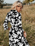 Spring Floral Print Casual Dress With Belt