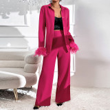 Ladies 2 Piece Wide Leg Pant Suit