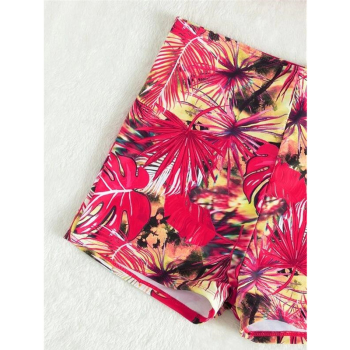 Floral Print Bikini And Shorts 2 Piece Bathingsuit