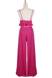 Pink Crop Top 2 Piece Wide Leg Pant Set