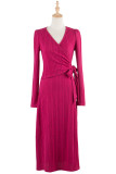 Strap V-neck Solid Color Knitted Dress