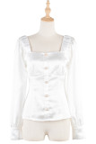 Square Collar Satin Short Top