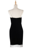 Rhinestone Strap Sexy Black Club Dress