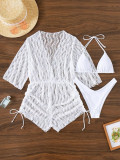 Bikini And Mesh Cover Up Jumpsuit 3 Piece Set