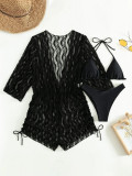 Bikini And Mesh Cover Up Jumpsuit 3 Piece Set
