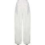 Solid Color Wide Leg Cargo Pant