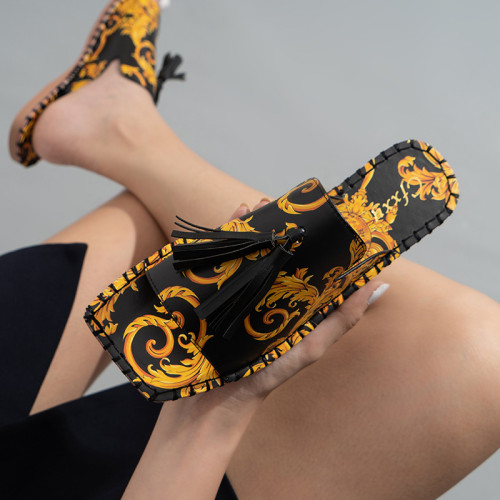 Pattern Print Women Flat Slippers