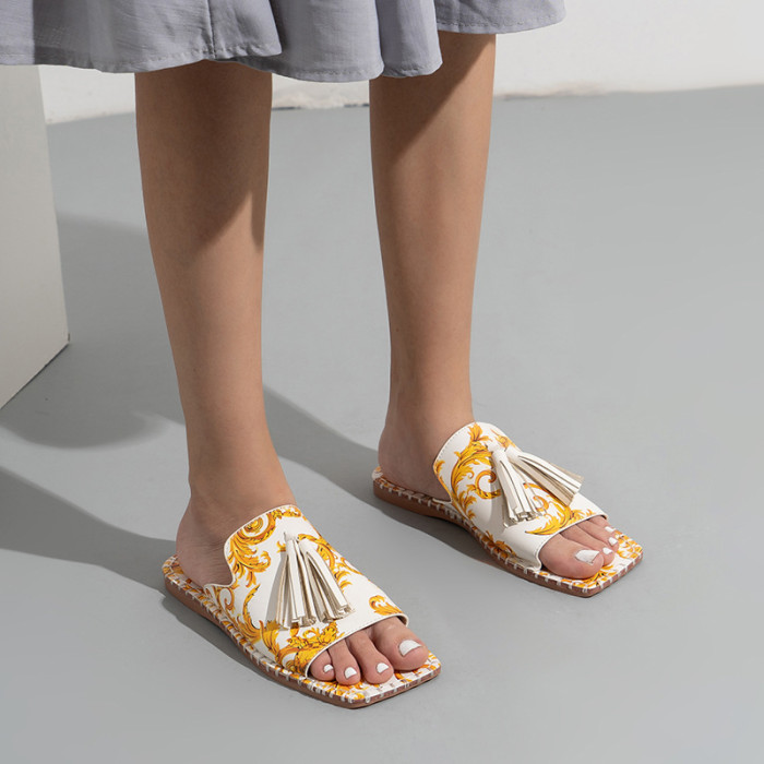 Pattern Print Women Flat Slippers