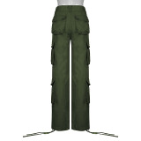 Women High Waist Casual Cargo Trousers