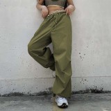 Solid Color Wide Leg Cargo Pant