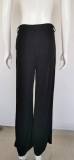 Solid Color Wide Leg Floor-Length Pants