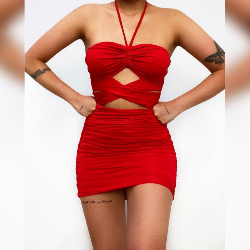 Sexy Ruched Stacked Bodycon Dress