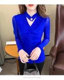 Mesh Slim V-neck Solid Color Top