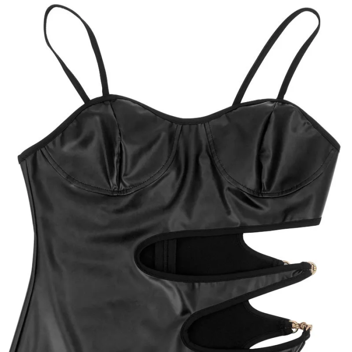 Cut Out Sexy Leather Night Club Dress