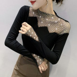 Diamond Slim Fit Bottom Shirt Versatile Long Sleeve T-shirt