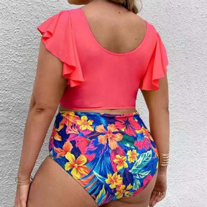 Plus Size Print 2 Piece Bikini Swimsuit