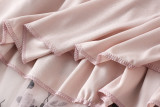 Flower Mesh Maxi Pleated Skirt