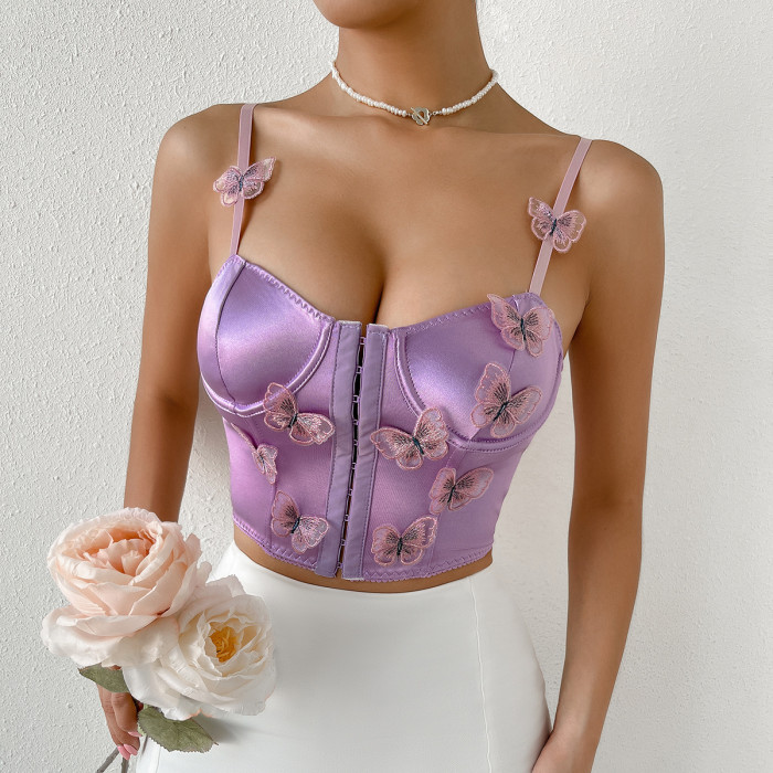 Purple Butterfly Patched Cami Top