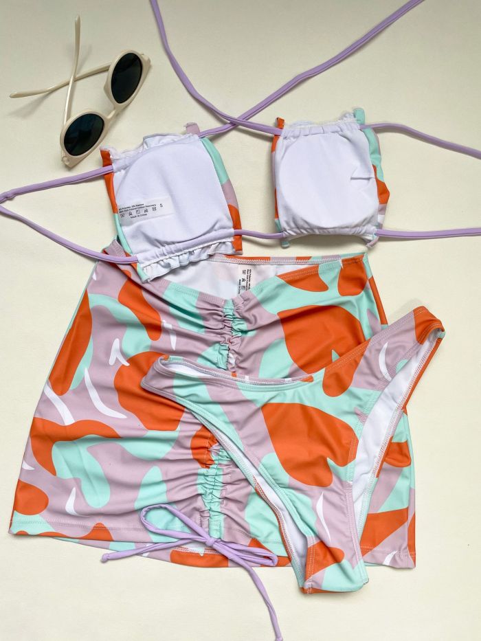 3 Piece Tie Dye Bikini Swimwear 