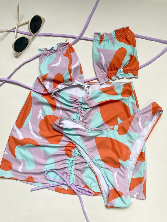 3 Piece Tie Dye Bikini Swimwear 