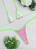 Color Block String Bikini Swimwear