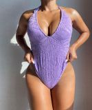 Halter Backless Purple One Piece Bathingsuit