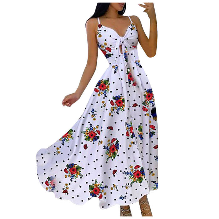 Floral Print Sling Maxi Long Dress