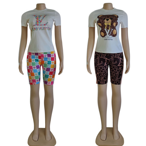 Cartoon Print T Shirt And Shorts Set