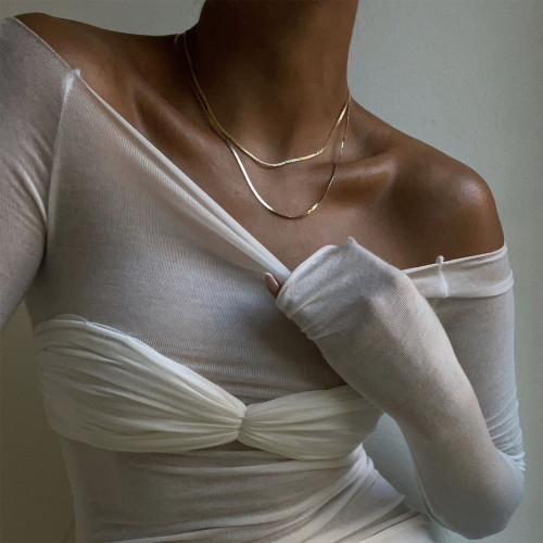 Sexy See Through Strapless Women Top