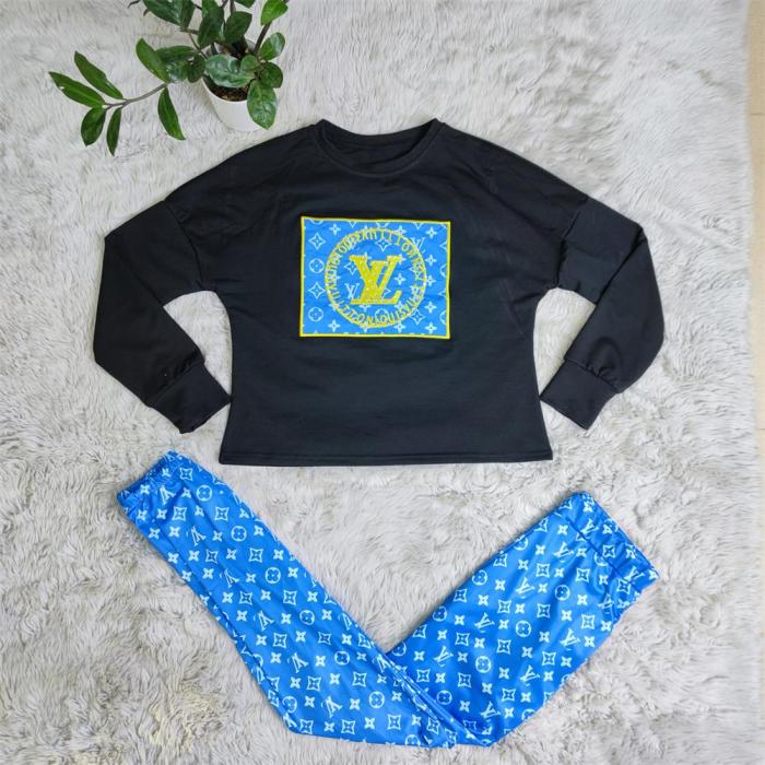 Sports Simple Hot Drilling Casual Printing Two Piece Sportswear Set