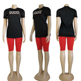 Women's Letter Printing Short Sleeved Two-piece Set