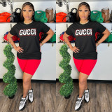 Women's Letter Printing Short Sleeved Two-piece Set