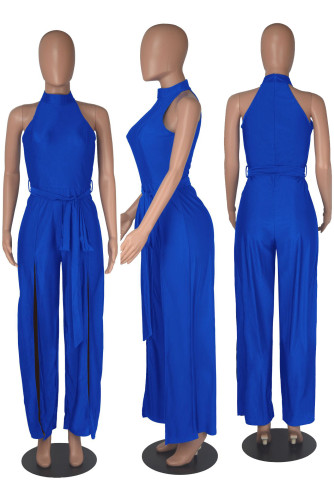 Sleeveless High Slit Jumpsuit With Belt