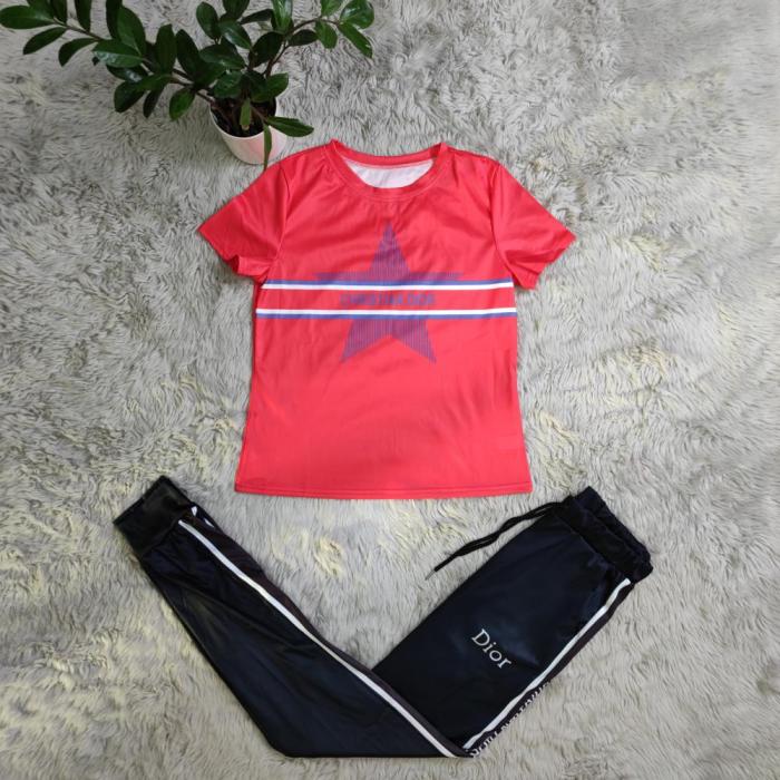 Fashion and Simple Printing Sports Two-piece Set