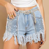 Sequin Tassel Denim Shorts