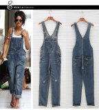 Ripped Denim Overall Jumpsuit