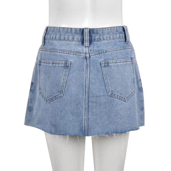 Light Blue Denim Short Skirt