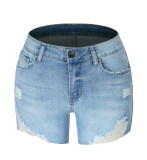 Washing Ripped Denim Shorts