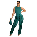 Fringed Trousers Sleeveless Casual Suit